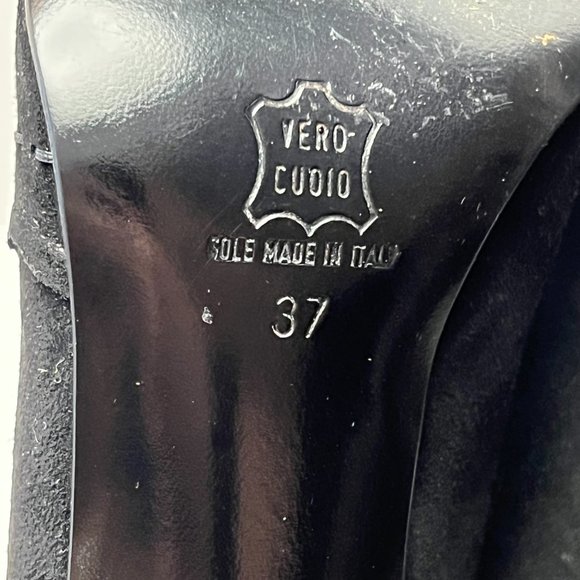 ❤️❤️Italian Suede Black Pump Heels Size 7 by Work In Progress - Picture 9 of 10